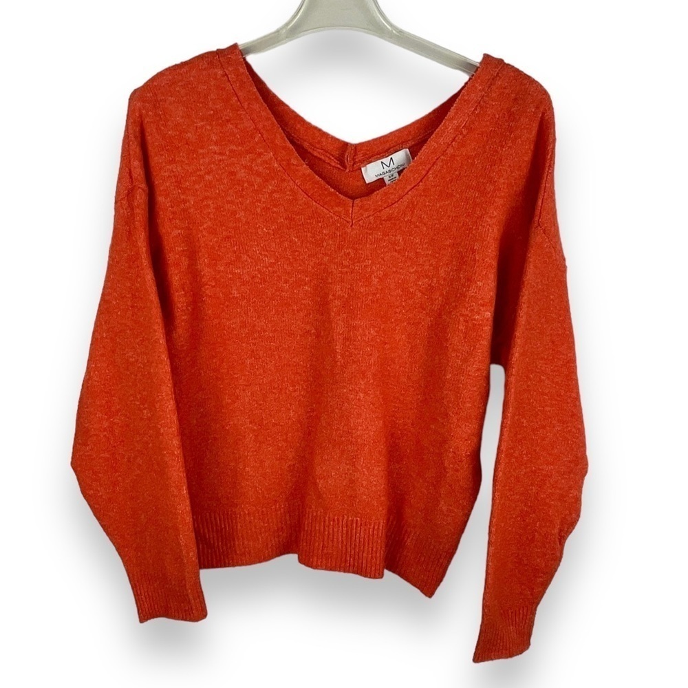 Magaschoni Sweater Women’s Orange V Neck‎ Soft Oversized Size S NWT